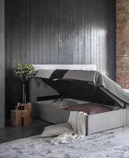 Postele NABBI Liborn 160 čalúnená manželská posteľ s úložným priestorom tmavomodrá