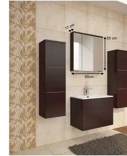 Kúpeľňový nábytok KONDELA Mason WE 14 kúpeľňová skrinka na stenu so zrkadlom wenge