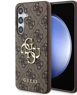 Puzdrá na mobilné telefóny Puzdro Guess 4G Metal Logo pre Samsung Galaxy S24 Plus, hnedé 57983119489