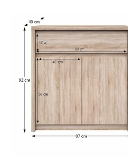 Komody KONDELA Norty Typ 9 dvojdverová komoda dub sonoma