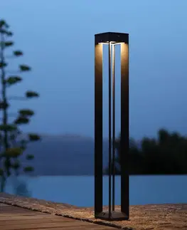 Solárne svetlá so senzorom pohybu Les Jardins Solárna LED lampa Borne so snímačom, 90 cm, sivá