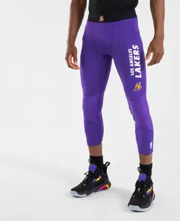 nohavice Pánske 3/4 spodné legíny na basketbal NBA Los Angeles Lakers fialové