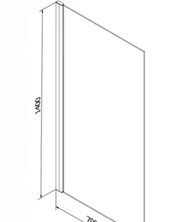 Sprchové dvere MEXEN - Alex vaňová zástena 1-wing 70x140 cm, čierna vzor 893-070-001-70-70
