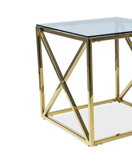 Konferenčné stolíky MELISA B konferenčný stolík 55x55 cm, zlatý/dymové sklo