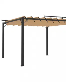 Záhradné pergoly Pergola s lamelovou strechou 3 x 3 m hliník / látka Dekorhome Krémová