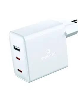 Nabíjačky pre mobilné telefóny Sieťový Adaptér Swissten GaN 2 x USB-C + 1 x USB 70 W, biely 22054100