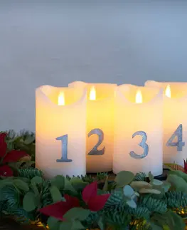 LED sviečky Sirius LED Sviečka Sara Advent 4ks 12,5 cm biela/striebro
