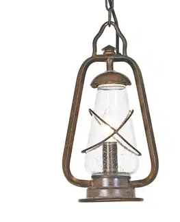 Vonkajšie závesné svietidlá Elstead Závesná lampa MINERS v štýle baníckeho kahana
