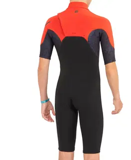 neoprén Detský krátky neoprén Shorty 900 na surf s hrúbkou 1,5 mm čierno-oranžový