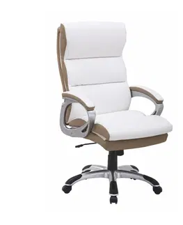 Kancelárske stoličky KONDELA Kolo CH137020 kancelárske kreslo s podrúčkami biela / hnedá
