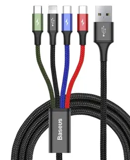 USB káble Baseus CA1T4-B01 USB - 2x USB-C / Lightning / micro USB 3.5A, 1,2m, černý