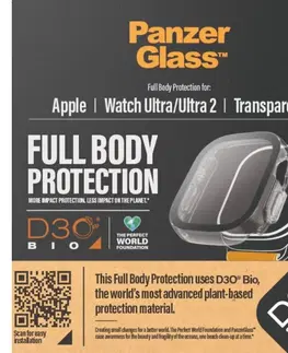 Ochranné fólie pre mobilné telefóny Tvrdené sklo Full Body D3O PanzerGlass pre Apple Watch UltraUltra 2, clear 3688