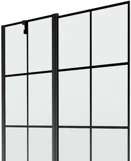 Sprchové dvere MEXEN - Flip vaňová zástena 1-krídlo 120 x 150 cm, čierna vzor, čierna 894-120-101-70-77