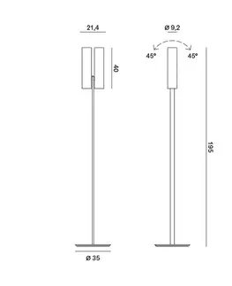 Stojacie lampy Rotaliana Rotaliana Tobu F1 stojacia lampa, 3000K, 90°, bronzová