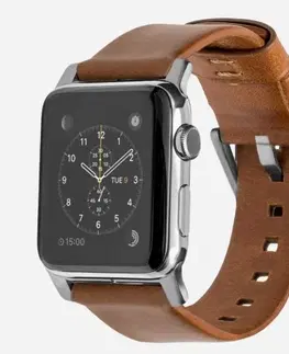 Príslušenstvo k wearables Nomad Leather Strap pre Apple Watch Series 1/2/3/4 42/44 mm, Hnedá/strieborna NM1A4RSM00