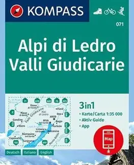 Turistika, skaly Alpi di Ledro - Valli Giudicarie 1:35 000