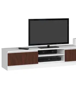 TV stolíky Dizajnový TV stolík ROMANA160, biely / wenge