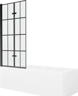 Sprchové dvere MEXEN/S - Cubik obdĺžniková vaňa 170 x 70 cm s panelom + vaňová zástena 80 cm, čierna vzor 550317070X9208027077