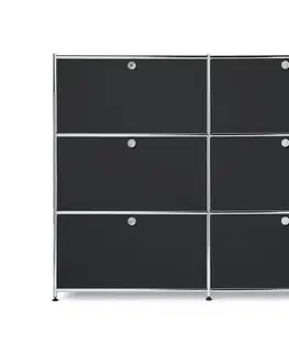 Dressers Veľká kovová komoda »CN3« so 6 výklopnými priehradkami, čierna
