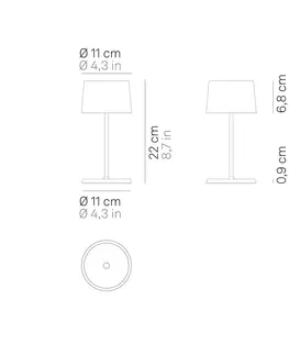 Vonkajšie osvetlenie terasy Zafferano Zafferano Olivia mini 3K dobíjacia stolová lampa oranžová