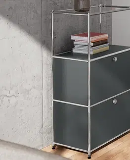 Dressers Kovová komoda »CN3« s 2 výklopnými priehradkami, sivá
