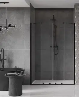 Sprchovacie kúty MEXEN/S - Velar Duo posuvné sprchové dvere 150, transparent, czarne 871-150-000-02-70