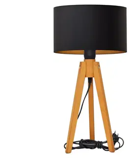 Lampy  Stolná lampa ALBA 1xE27/60W/230V čierna/zlatá/dub 