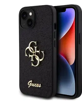 Puzdrá na mobilné telefóny Guess PU Fixed Glitter 4G Metal Logo Zadný Kryt pre iPhone 13, black 57983116633
