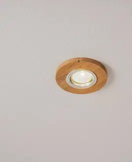 Zapustené svietidlá BRITOP Zapustené LED svetlo Sirion, Ø 10 cm olejovaný dub