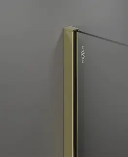 Sprchové dvere MEXEN/S - Kioto Sprchová zástena Walk-in 130 x 100 cm, čierny vzor, zlatá 800-130-202-50-70-100
