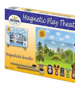 Drevené hračky Detoa Magnetické divadlo Krtko, drevené figúrky, 33 x 23 x 3,5 cm