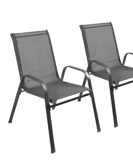 Záhradné stoličky a kreslá Záhradná stohovateľná stolička, set 2 ks, sivá, ALDIA