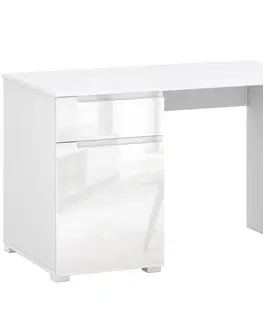 Moderné kancelárske stoly Písací stôl Hill biely lesk