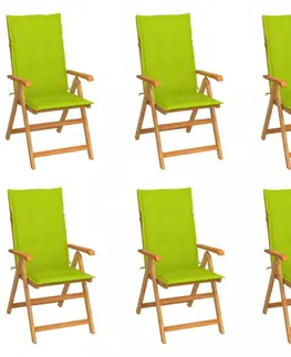Zahradné stoličky Záhradná stolička 6 ks teak / látka Dekorhome Vzor kvietok