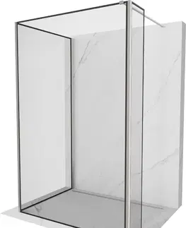 Sprchové dvere MEXEN/S - Kioto Sprchová zástena WALK-IN 120 x 110 x 40 cm, čierny vzor, nikel kefovaná 800-120-110-221-97-70-040