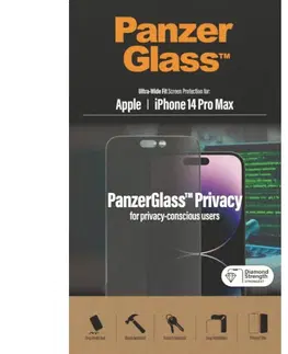 Tvrdené sklá pre mobilné telefóny Ochranné sklo PanzerGlass UWF Privacy AB pre Apple iPhone 14 Pro Max, čierne P2774