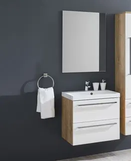 Kúpeľňový nábytok MEREO - Bino kúpeľňová skrinka horná 63 cm, ľavá, biela/dub CN675