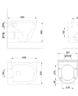 Záchody DEANTE Podstavný rám, pre závesné WC misy + SLIM tlačidlo chrom + WC INVENA LIMNOS WITH SOFT  se sedlem RIMLESS CST_WC01 051P LI1