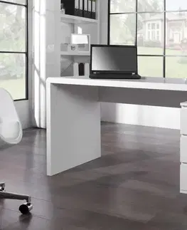 Kancelárske stoly LuxD Kancelársky stôl Barter 160cm biely vysoký lesk 160 cm x 75 cm