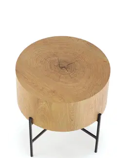 Konferenčné stolíky HALMAR Brooklyn S okrúhly konferenčný stolík dub prírodný / čierna