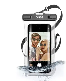 Puzdrá na mobilné telefóny SBS Univerzálne vodotestné puzdro Selfie pre smartfóny do 6,8'', čierne TEWATERSELFIEK