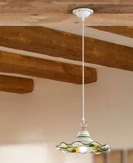 Závesné svietidlá Ceramiche Závesná lampa GIRASOLA šarm vidieckeho domu 32 cm