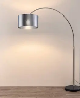 Stojacie lampy do obývačky Lindby Lindby Dexin oblúková stojaca lampa, strieborná