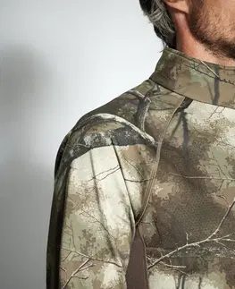 mikiny Hrejivé a priedušné poľovnícke tričko 500 s dlhým rukávom maskovanie Treemetic