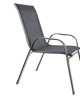 Záhradné stoličky a kreslá Záhradná stohovateľná stolička, set 2 ks, sivá, ALDIA