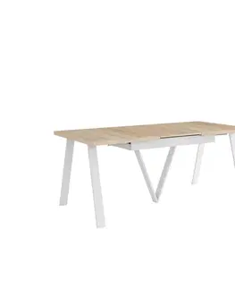 Jedálenské stoly Jedálenský rozkladací stôl, 140-290x90 cm, dub sonoma/biela, AVENY
