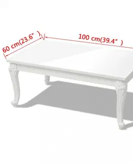 Konferenčné stolíky Konferenčný stolík biela vysoký lesk Dekorhome 115x65x42 cm