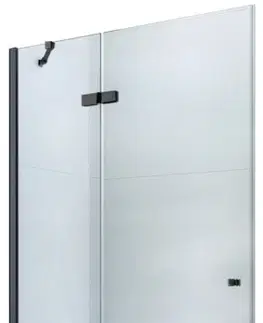 Sprchovacie kúty MEXEN - ROMA krídlové dvere 90x190 cm 6mm, čierne, transparent so stenovým profilom 854-090-000-70-00