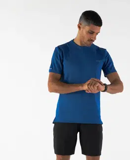nordic walking Pánske bežecké tričko Run 500 Dry+ priedušné modré