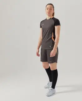 dresy Dámsky futbalový dres s krátkym rukávom rovný strih čierny